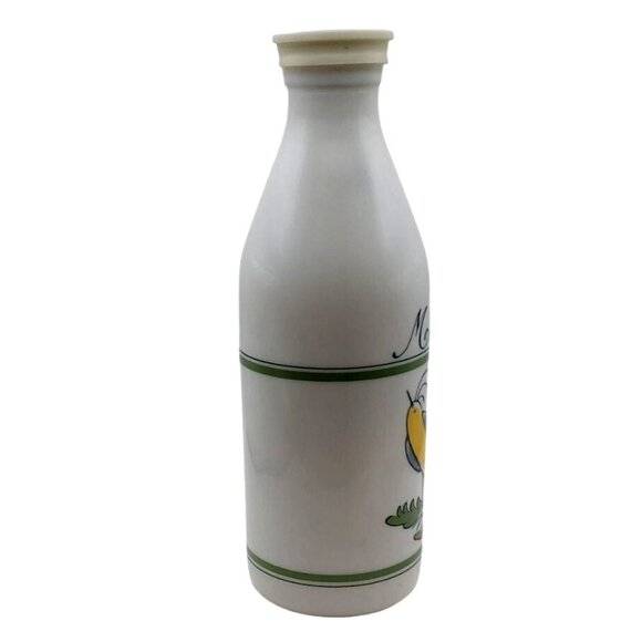 Vintage Egizia White Glass Milk Bottle Handpainted Bird Rubber Cap Italy - Picture 2 of 9